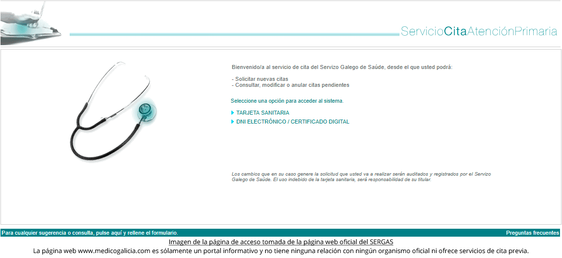 Acceso a SERGAS Cita Atención Primaria Online